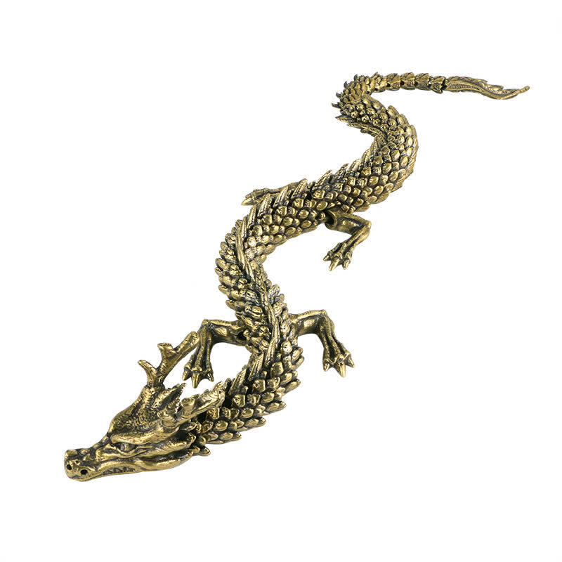 Nimara Ritual Brass Copper Dragon Wealth Luck Protection Statue Figurine Home Decoration