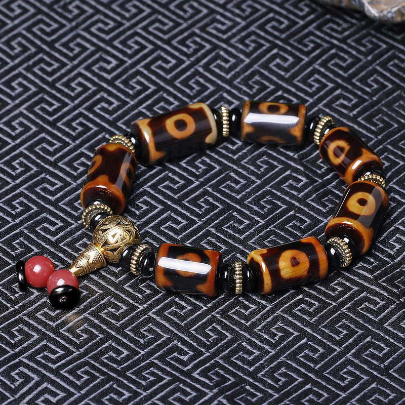 Nimara Ritual Tibetan Nine-Eye Dzi Bead Fortune Charm Bracelet