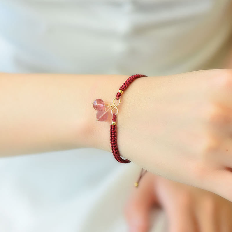 Nimara Ritual Natural Strawberry Quartz Amethyst Green Phantom Bead Positive Bracelet