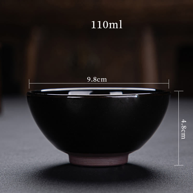 Nimara Ritual Gold Maple Leaf Chinese Jianzhan Ceramic Teacup Tenmoku Kung Fu Tea Cup Bowl