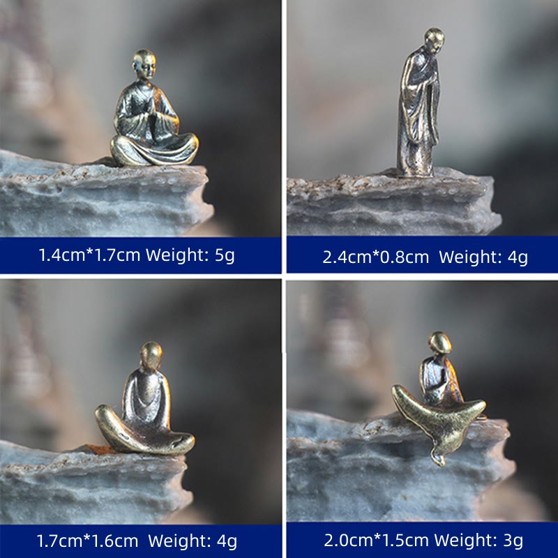 Nimara Ritual Mini Meditation Buddha Metal Monk Serenity Home Decoration