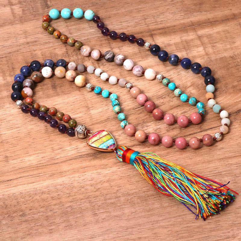 Nimara Ritual Tibetan Turquoise Lazurite Zebra Jasper Balance Necklace