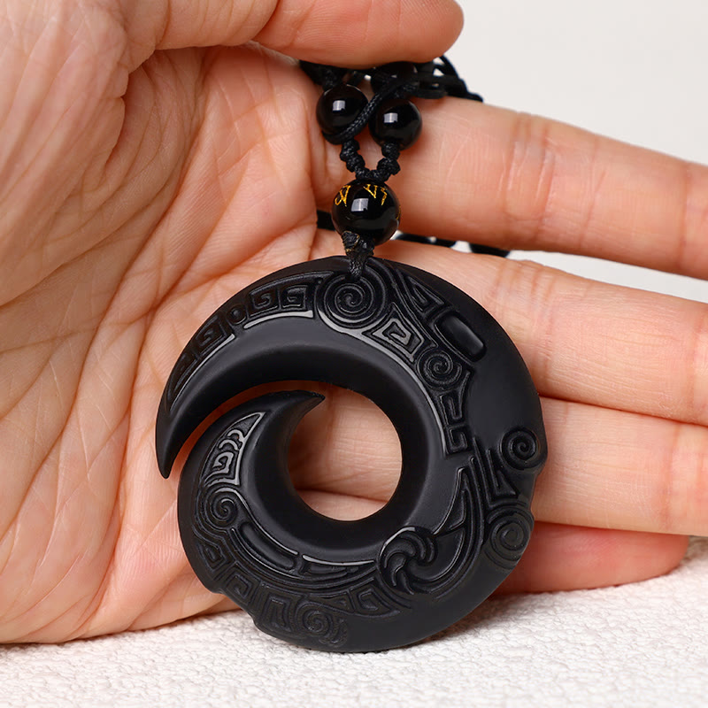 Nimara Ritual Natural Black Obsidian Ice Obsidian Strength Necklace Pendant