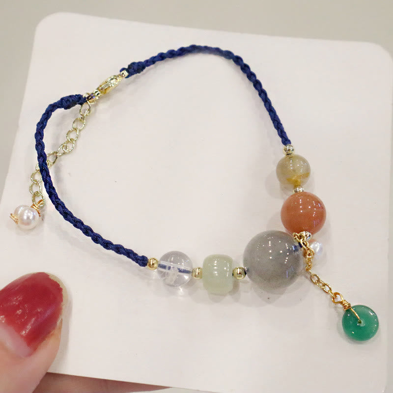 Nimara Ritual Moonstone Sunstone Beads Peace Buckle Charm Healing Bracelet