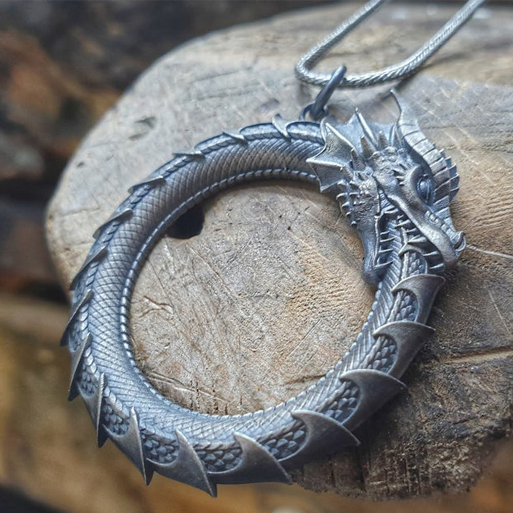 Nimara Ritual Pure Tin Dragon Snake Protection Necklace Pendant