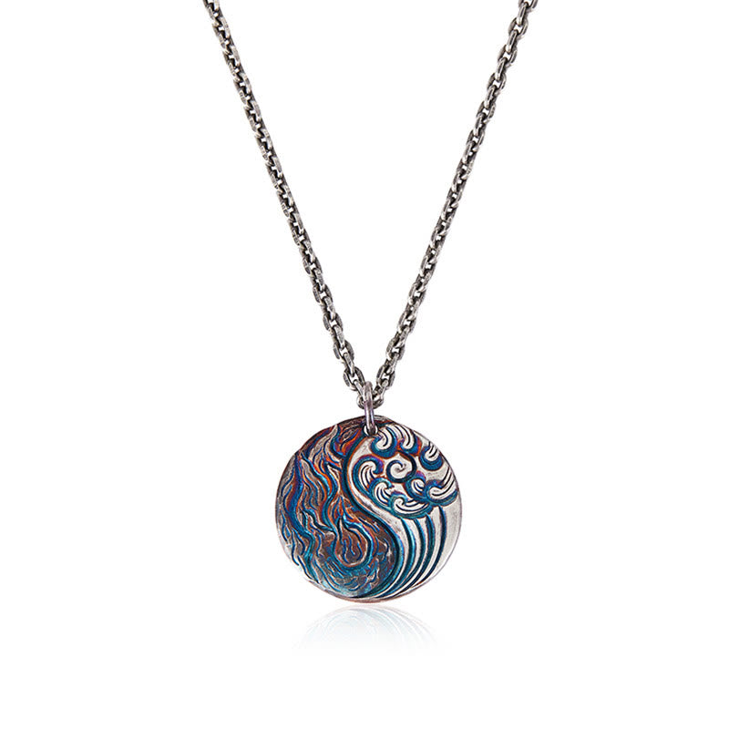 Nimara Ritual 990 Sterling Silver Yin Yang Water and Fire Balance Necklace Pendant