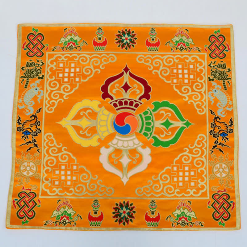 Nimara Ritual Flower Endless Knot Prayer Altar Mat Healing Meditation 8 Auspicious Symbols Mat Table Runner