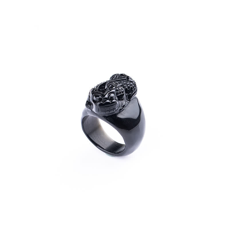 Nimara Ritual FengShui PiXiu Black Obsidian Strength Ring