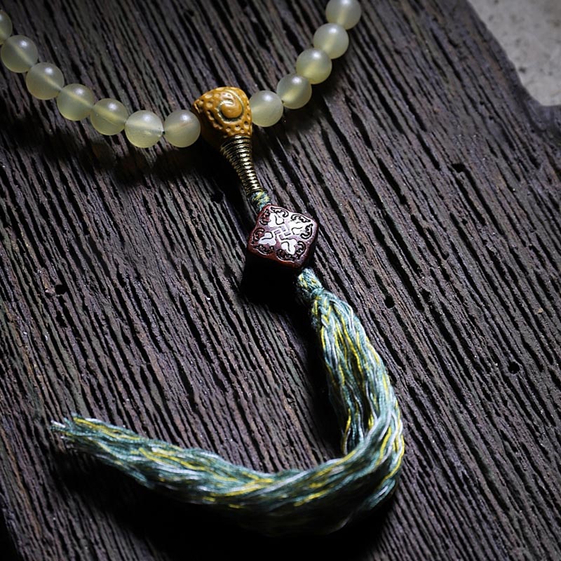 Nimara Ritual 108 Mala Beads Tibet Sheep Horn Amber Luck Bracelet
