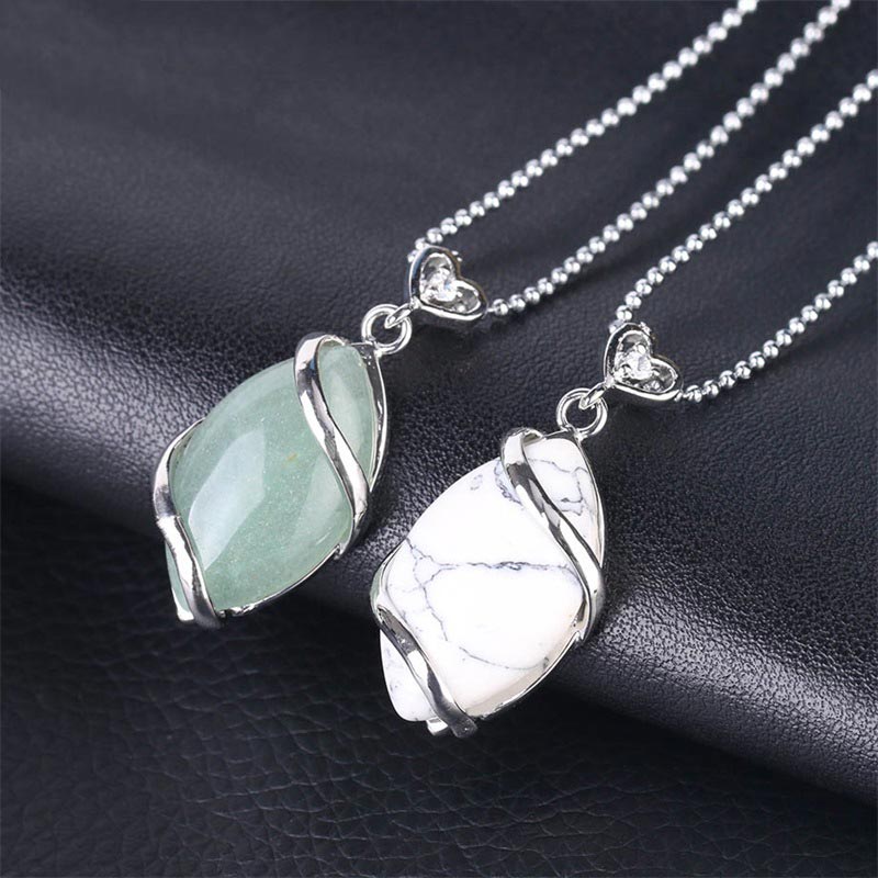 Nimara Ritual Marquise Pattern Natural Crystal Stone Charm Necklace Pendant