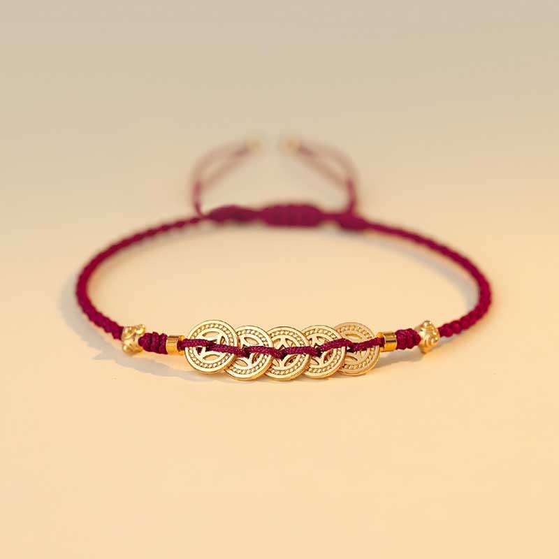 Nimara Ritual Copper Coin Fortune Tree Luck Strength Braided Bracelet