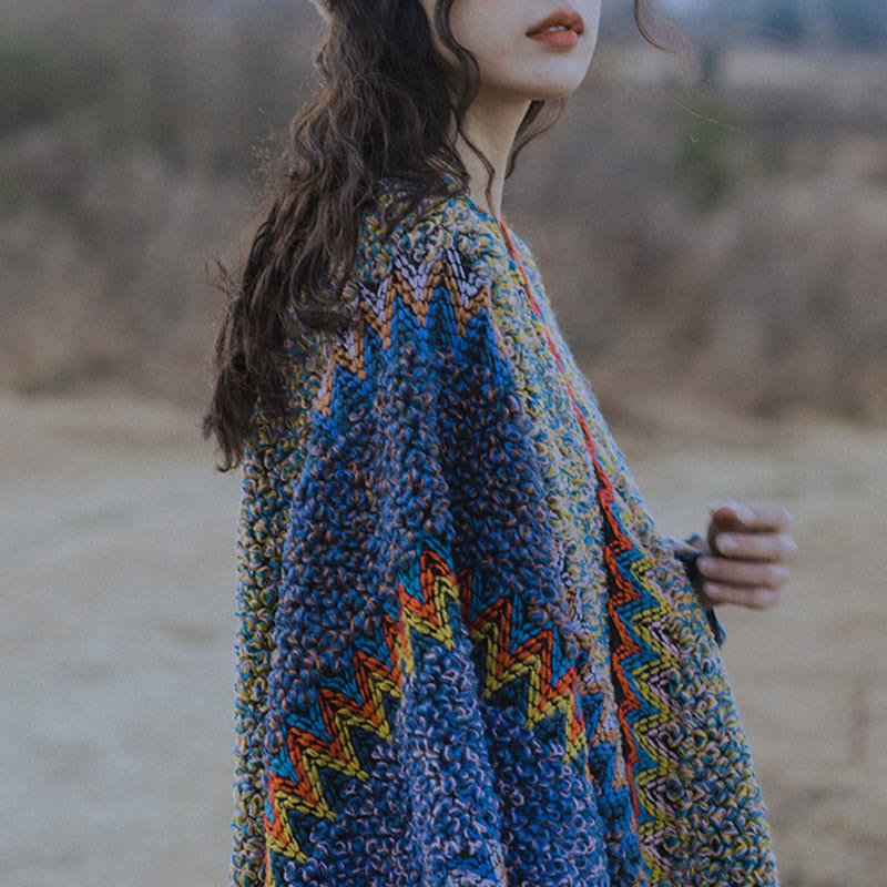 Nimara Ritual Tibetan Shawl Soft Warm Knitting Cloak Winter Tibetan Tassel Scarf