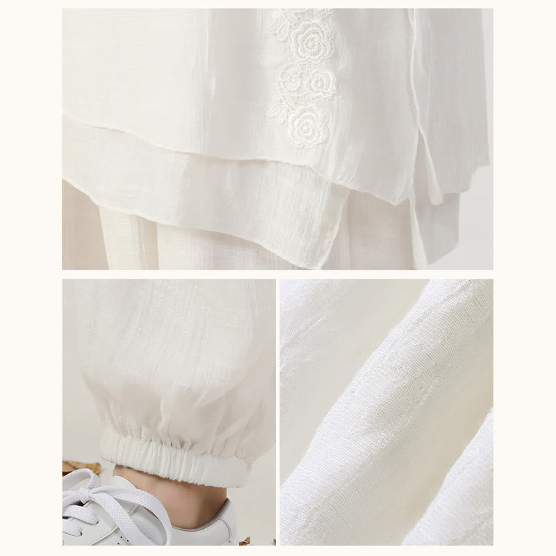 Nimara Ritual 2Pcs Long Sleeve Frog-Button Meditation Prayer Zen Practice Tai Chi Uniform Clothing Women's Set