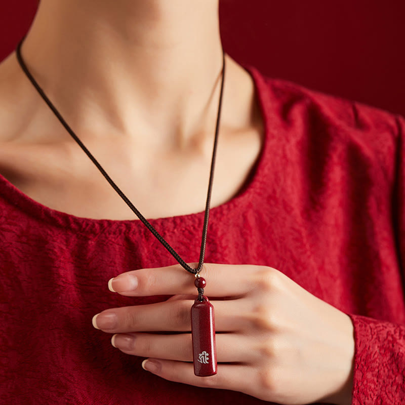 Nimara Ritual Chinese Zodiac Natal Buddha Cinnabar Amulet Protection String Necklace Pendant