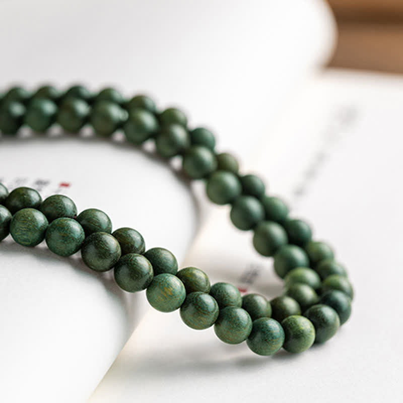 Nimara Ritual 108 Mala Beads Green Sandalwood Boxwood Lotus Positive Bracelet