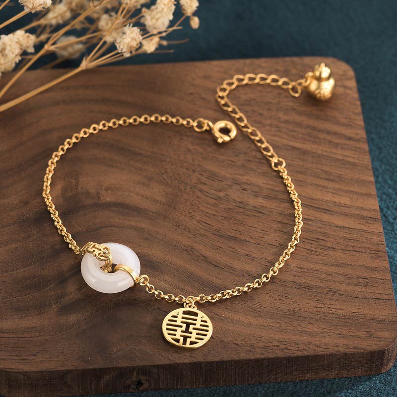 Nimara Ritual White Jade Double Happiness Fortune Bracelet