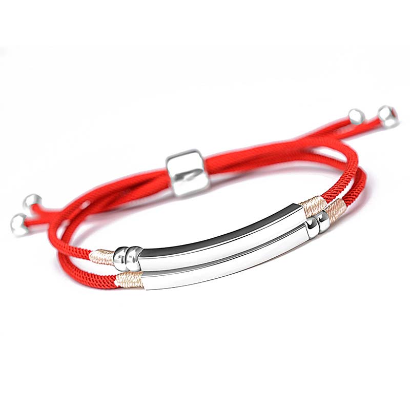 Nimara Ritual 925 Sterling Silver Red String Layered Braid Bracelet