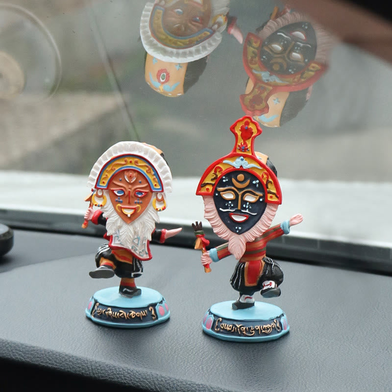 Nimara Ritual Tibetan Opera Face Mask Puppet Home Office Car Decoration Ornament