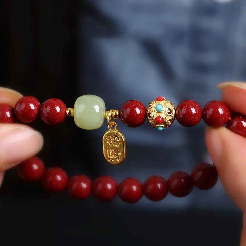 Nimara Ritual Cinnabar Green Aventurine Fortune Protection Charm Bracelet