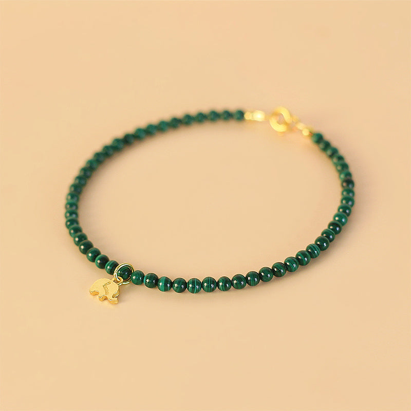 Nimara Ritual Natural Malachite Elephant Anti-Anxiety Charm Bracelet