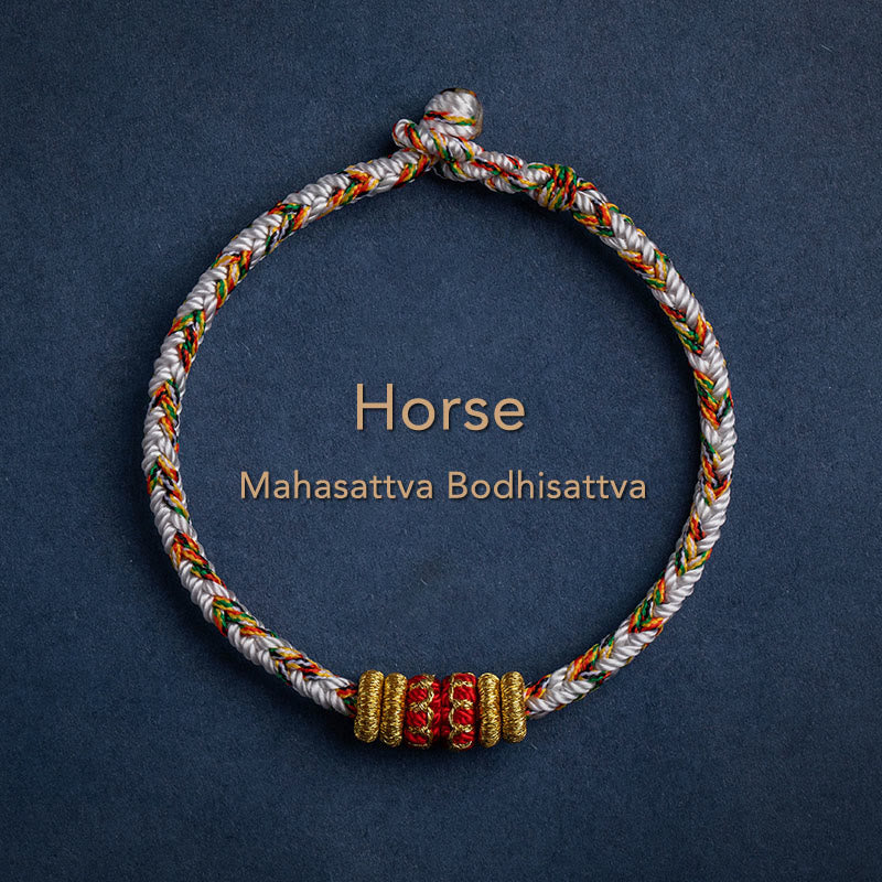 Nimara Ritual Tibet Handmade Chinese Zodiac Natal Buddha Luck Strength Braided String Bracelet