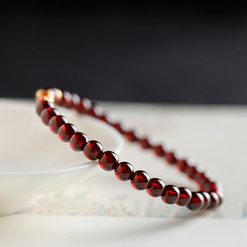 Nimara Ritual 999 Gold Koi Fish Natural Garnet Protection Bracelet