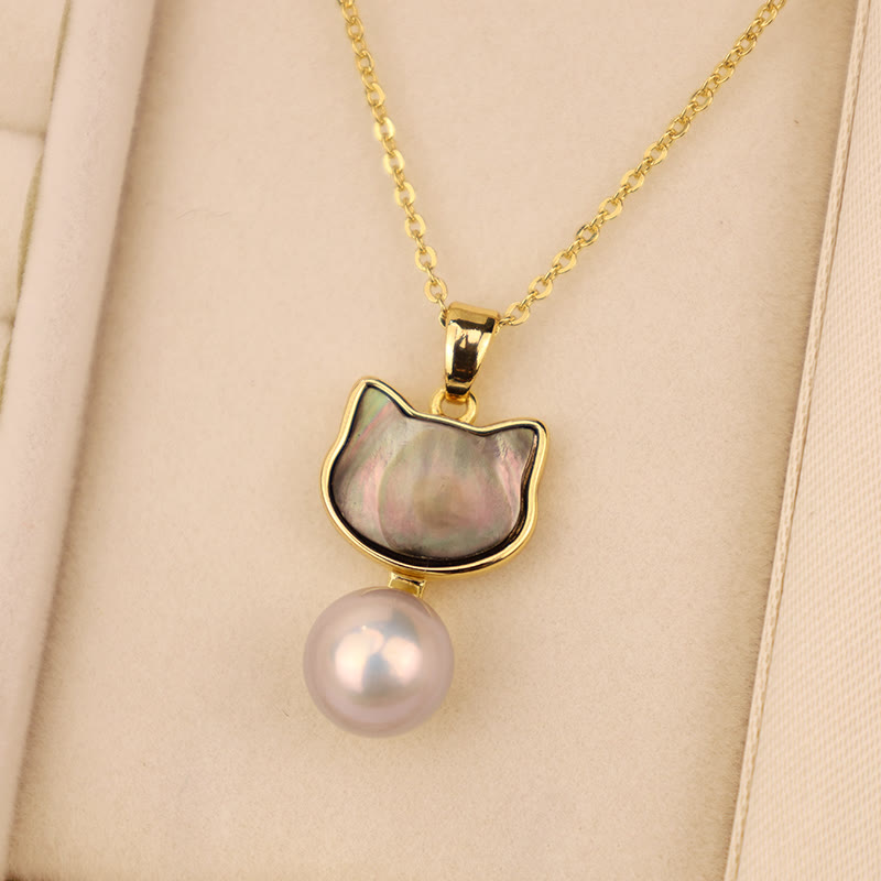 Nimara Ritual Natural Pearl Copper Cat Healing Necklace Pendant Earrings