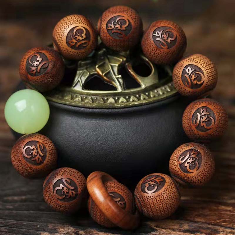 Nimara Ritual Tibetan Rosewood Engraving Tiger Protection Bracelet