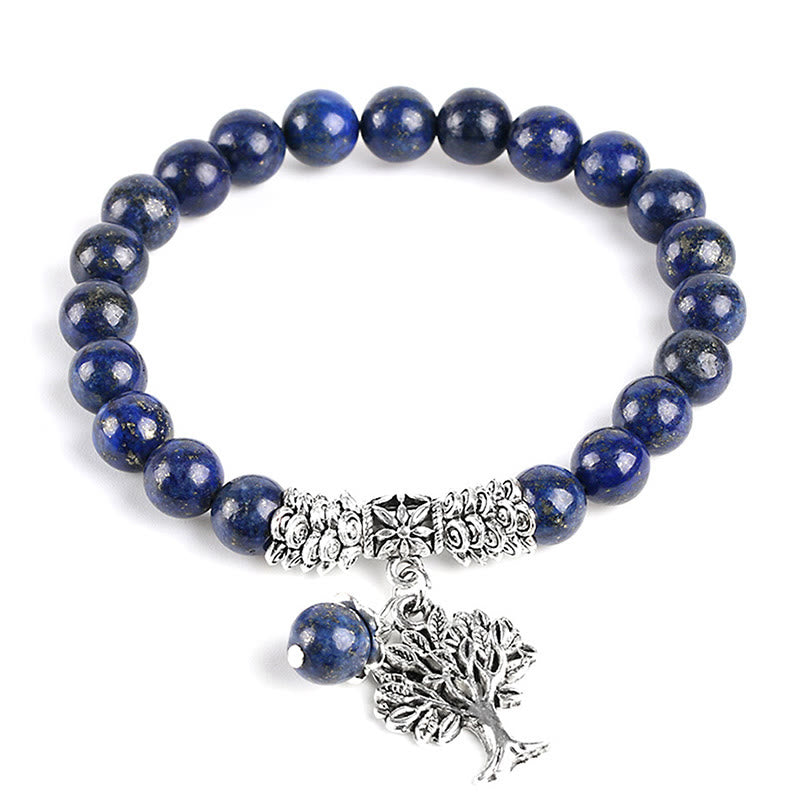 Nimara Ritual Natural Gemstone Tree of Life Lucky Charm Stretch Bracelet