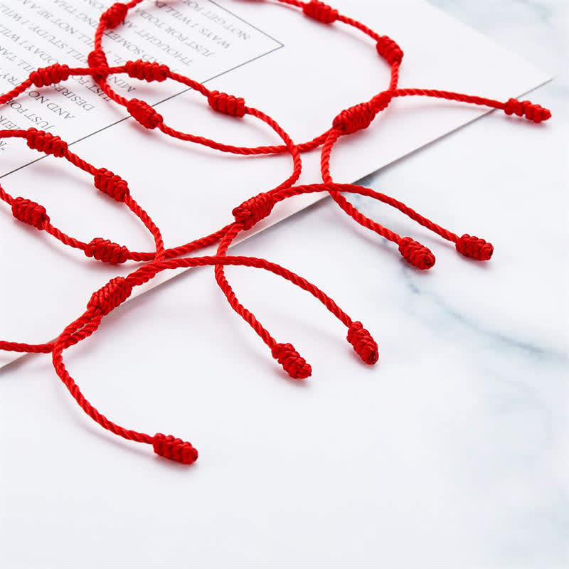 Nimara Ritual 4Pcs Evil Eye Seven Knot Red String Protection Bracelet