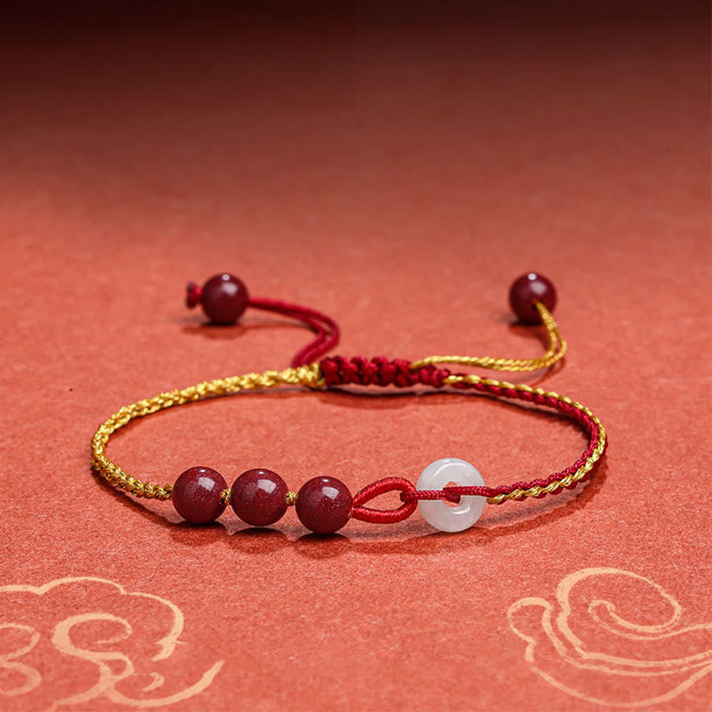 Nimara Ritual Natural Cinnabar Jade Peace Buckle Blessing Bracelet
