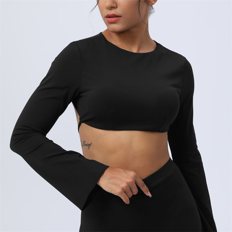 Nimara Ritual Long Sleeve Backless Strap Top Bra Flare Pants Fitness Yoga Outfit