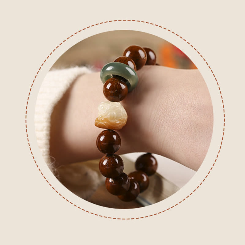 Nimara Ritual Purple Bodhi Seed Dancing Lion Wisdom Bracelet