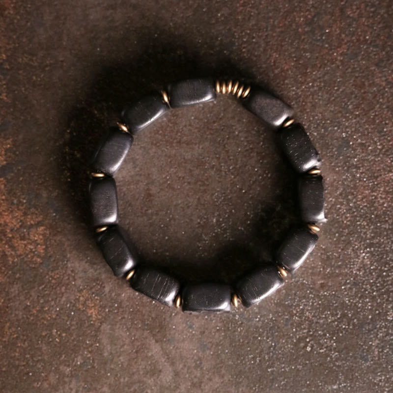 Nimara Ritual Retro Ebony Wood Texture Style Copper Peace Balance Bracelet