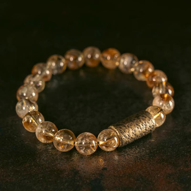 Nimara Ritual Natural Citrine Crystal Brass Bead Protection Bracelet