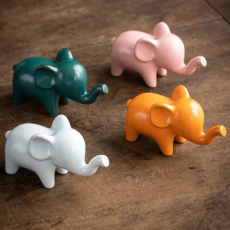 Nimara Ritual Small Ceramic Elephant Home Tea Pet Figurine Desk Decoration