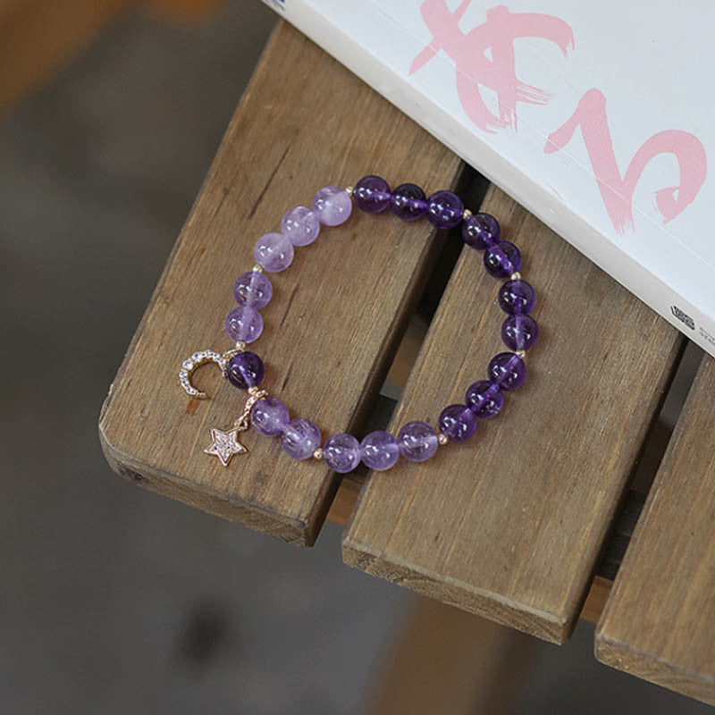 Nimara Ritual Amethyst Crystal Moon Star Healing Bracelet