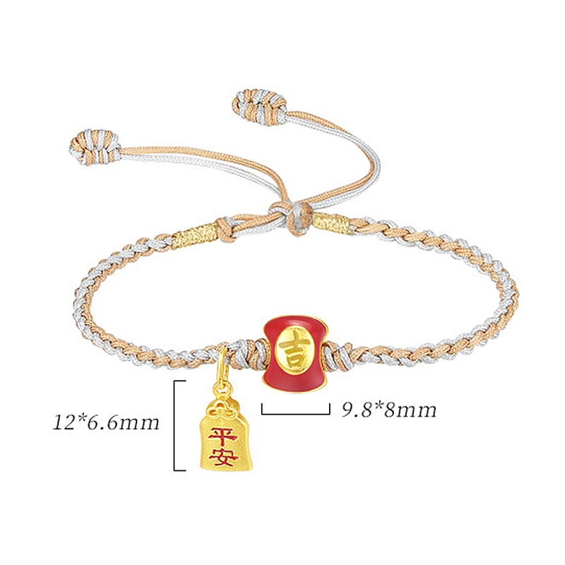 Nimara Ritual 925 Sterling Silver Handmade Auspicious Chinese Character Blessing Braided String Bracelet