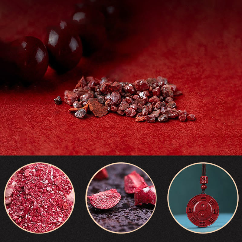 Nimara Ritual Cinnabar Yin Yang Bagua Blessing Necklace Pendant