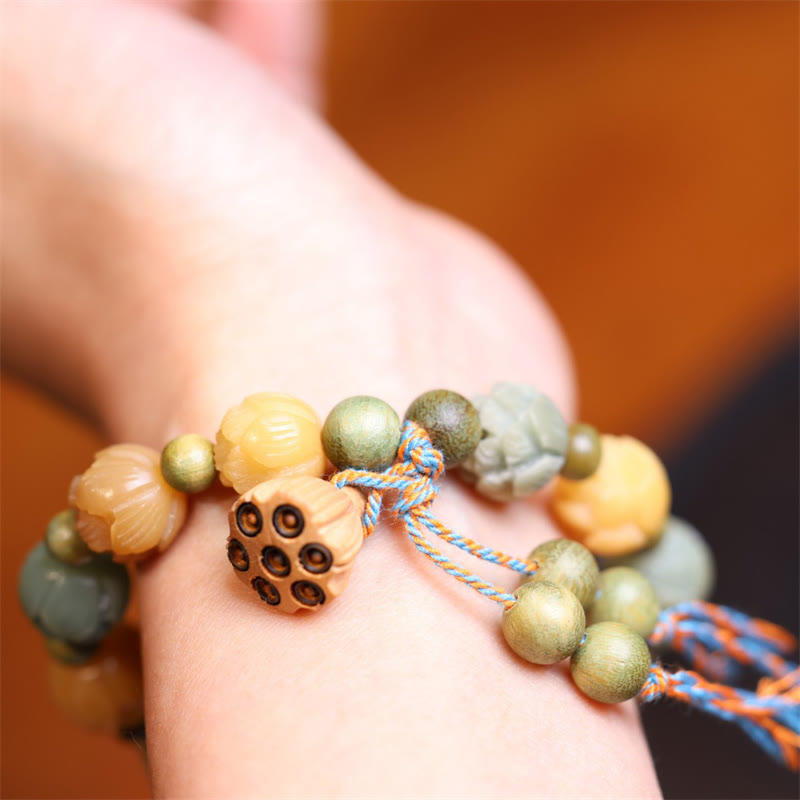 Nimara Ritual Bodhi Seed Lotus Green Sandalwood Wisdom Harmony Bracelet