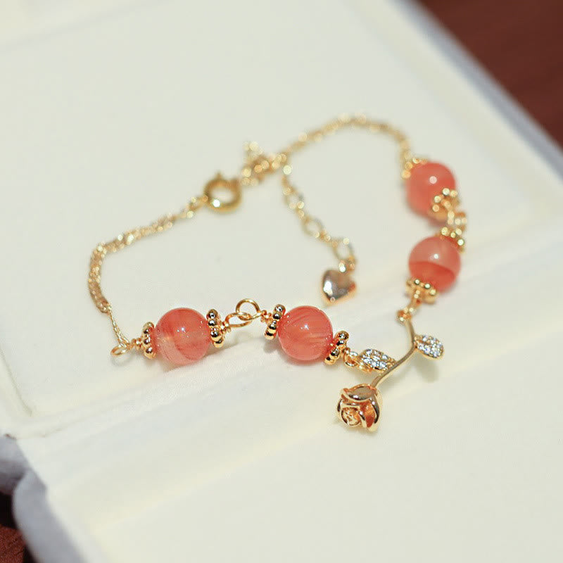 Nimara Ritual Natural Red Agate Rose Confidence Calm Chain Bracelet