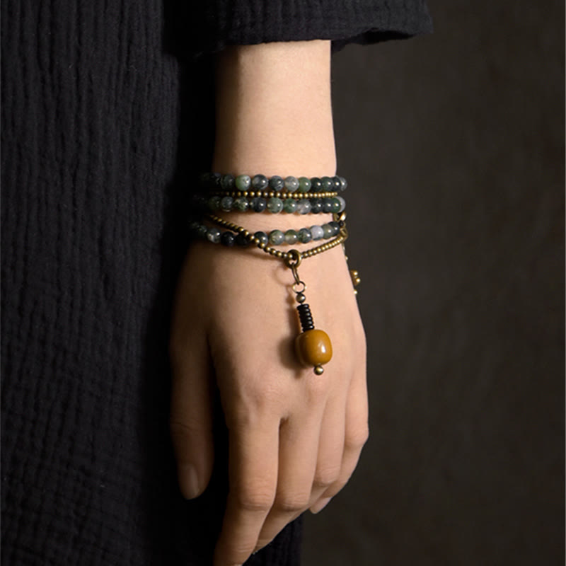 Nimara Ritual Moss Agate Copper Lucky Multilayer Bracelet