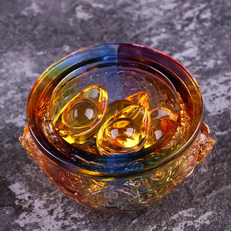 Nimara Ritual Handmade Liuli Crystal Treasure Bowl Art Piece Home Decoration