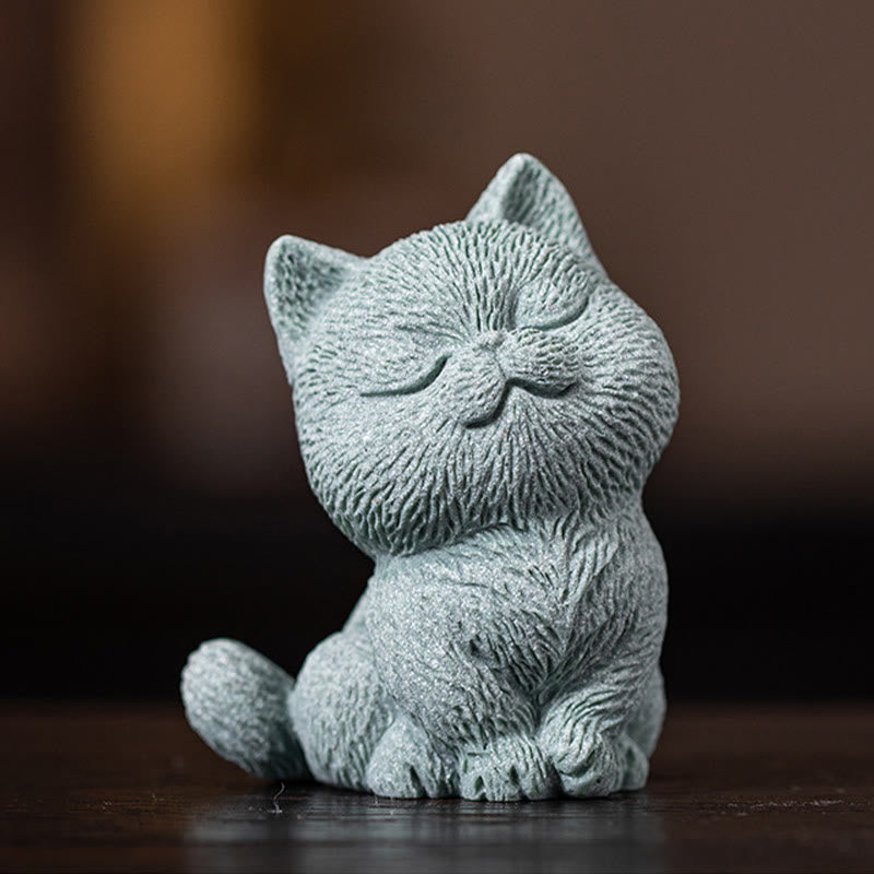 Nimara Ritual Small Cat Home Tea Pet Figurine Desk Decoration