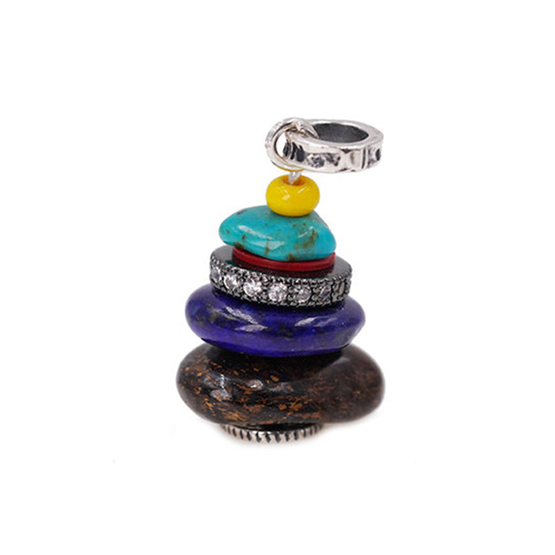 Nimara Ritual Zen Cairn Labradorite Various Crystals Calm Pendant Necklace