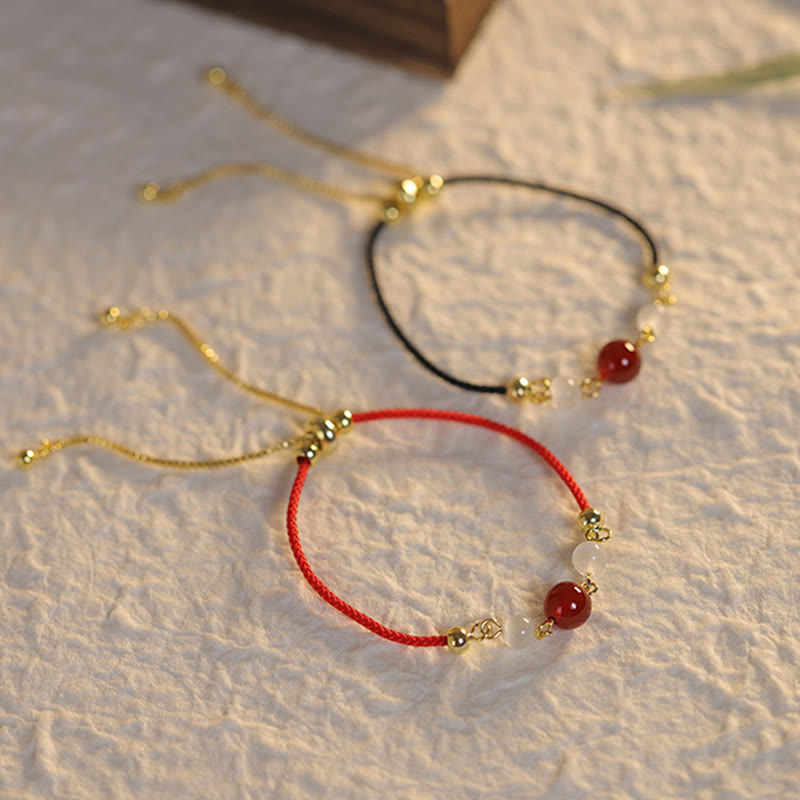 Nimara Ritual Red Agate Cat Eye Braided String Confidence Bracelet