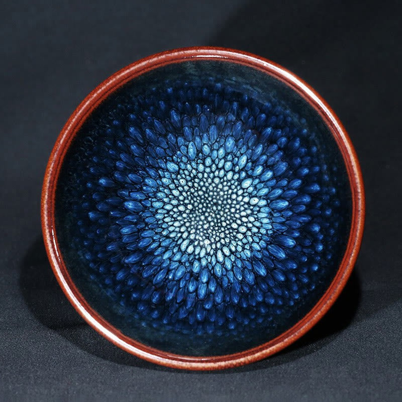 Nimara Ritual Handmade Blue Francolinus Spot Chinese Jianzhan Ceramic Teacup Kung Fu Tea Cup Bowl