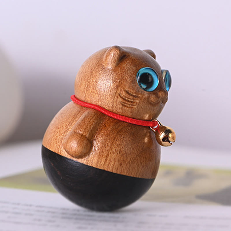 Nimara Ritual Mini Lucky Cat Kitten Phoebe Zhennan Wood Blessing Decoration