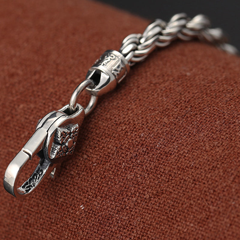 Nimara Ritual 925 Sterling Silver Tibet Om Mani Padme Hum Double Dorje Vajra Twisted Design Peace Love Bracelet