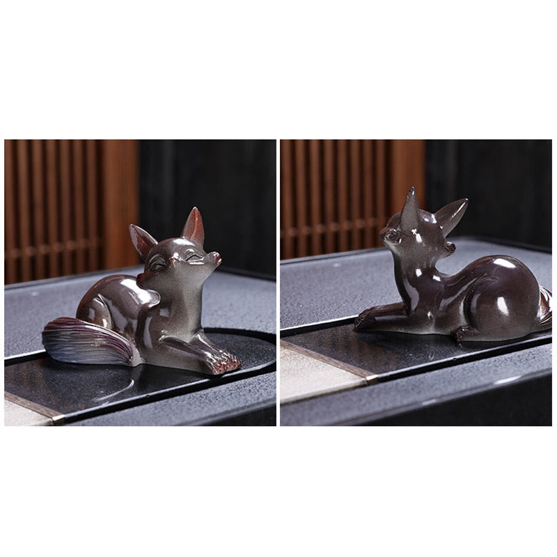 Nimara Ritual Color Changing Small Cute Fox Tea Pet Resin Home Figurine Decoration